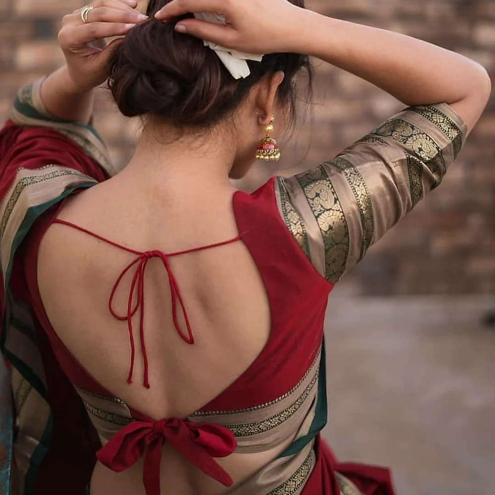 deep back nack blouse desige