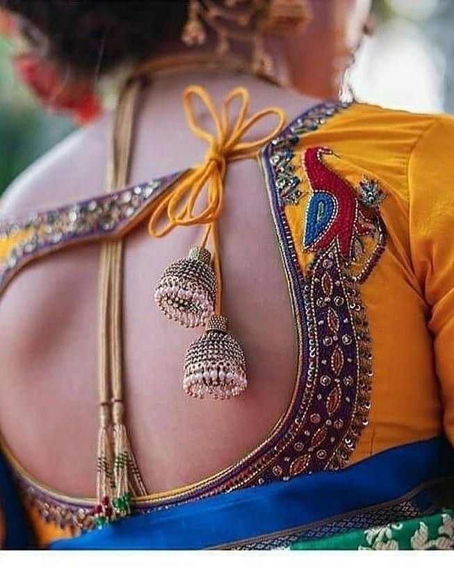 Designer Back Neck Blouse Designs