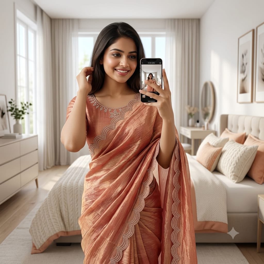 NEW TRENDING SIROSKI WORK SAREE - Image 4
