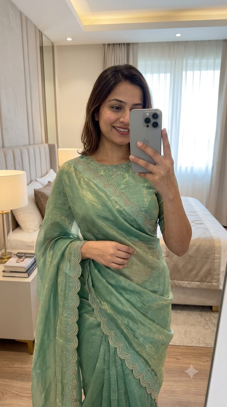 NEW TRENDING SIROSKI WORK SAREE - Image 5